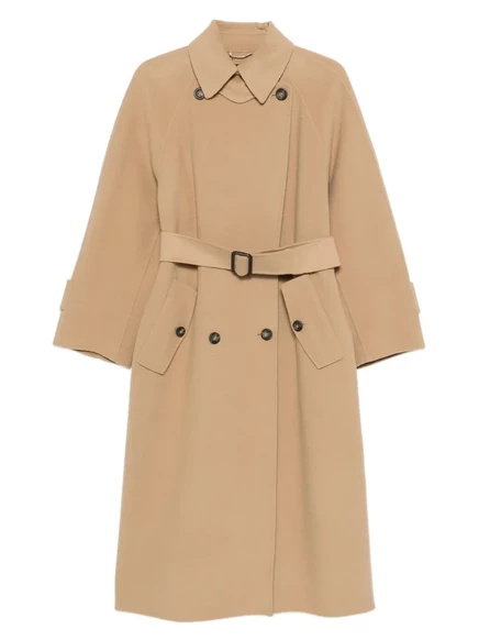 Двубортное пальто из натуральной шерсти Max Mara выходного дня neutrals