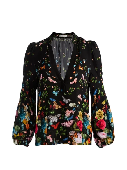 блузка с цветочным V-образным вырезом alice + olivia Helen