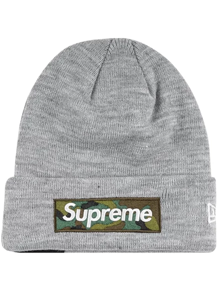 Унисекс шапка Supreme x New Era с box-логотипом, серая
