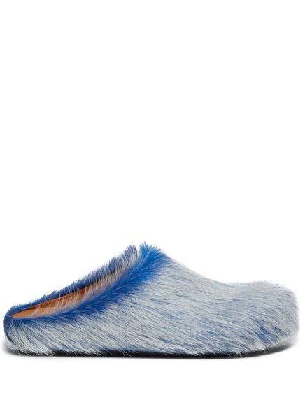 Мужские сабо Marni из кожи с ворсом, синие