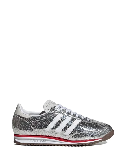 Кроссовки Adidas рептилиевидные с тремя полосками, серебристые