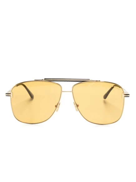 Солнцезащитные очки в полированной пилотской оправе TOM FORD Eyewear gold