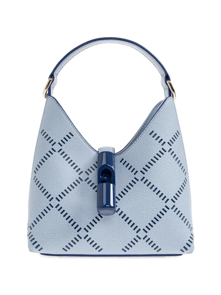 Женская сумка-тоут Furla Goccia кожаная, голубая
