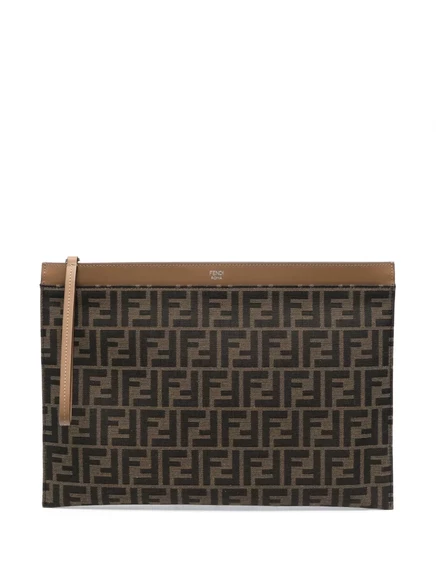 Мужской клатч Fendi из телячьей кожи с монограммой, коричневый