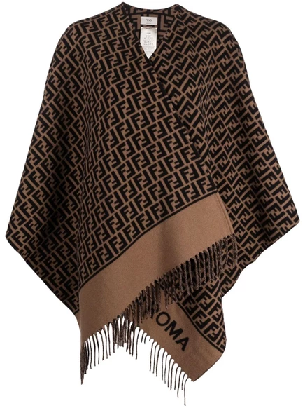 Женское пончо Fendi с принтом FF, коричневое