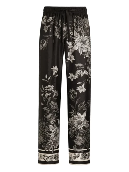 Мужские брюки Dolce & Gabbana с цветочным принтом, черные