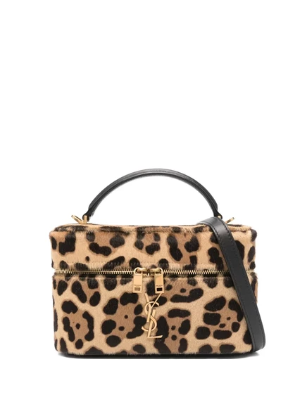 Мини-сумка Saint Laurent с леопардовым принтом  brown