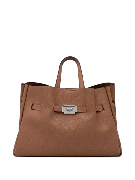 Женская сумка-тоут DKNY из зерненой кожи, коричневая