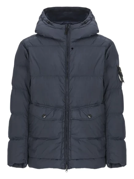Мужской пуховик Stone Island 4100011 с капюшоном, синий