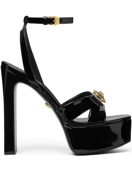 Босоножки с лентой Gianni от Versace длиной 140 мм black