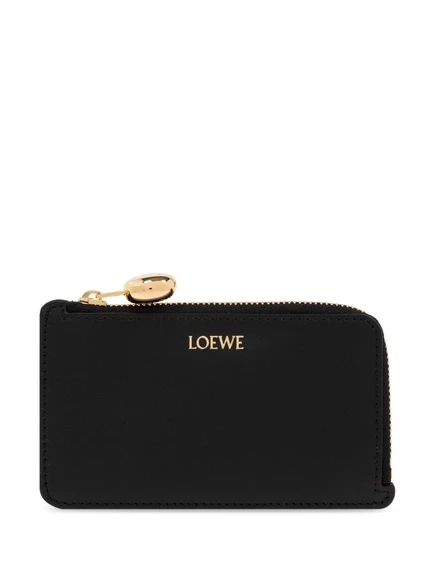 Женский картхолдер Loewe Pebble из телячьей кожи, черный