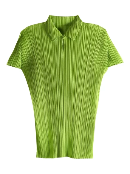 Женское поло Pleats Please Issey Miyake August, лаймовое