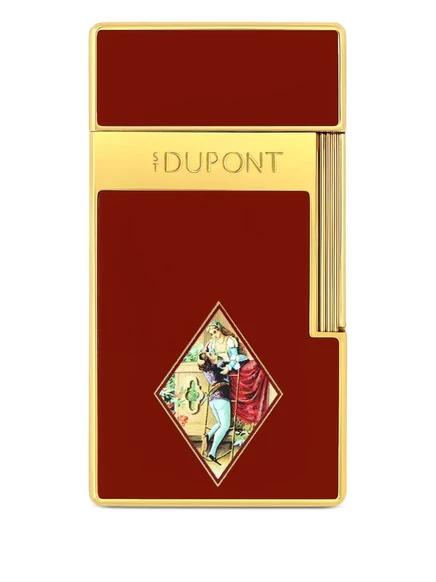 Зажигалка S.T. Dupont с линейной гравировкой, красная