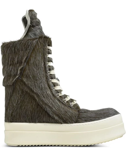 Мужские кожаные высокие кеды Rick Owens Mega Geobasket, коричневые