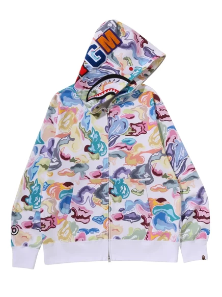 Толстовка с капюшоном BATHING APE®, застегивающаяся на молнию white