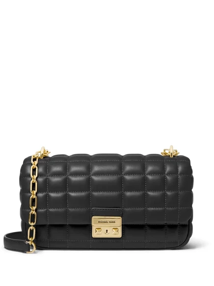 Стеганая кожаная сумка Michael Kors Tribeca через плечо black