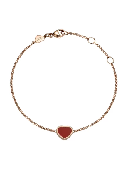 Женский браслет Chopard My Happy Heart 18K, карнеол, розовый