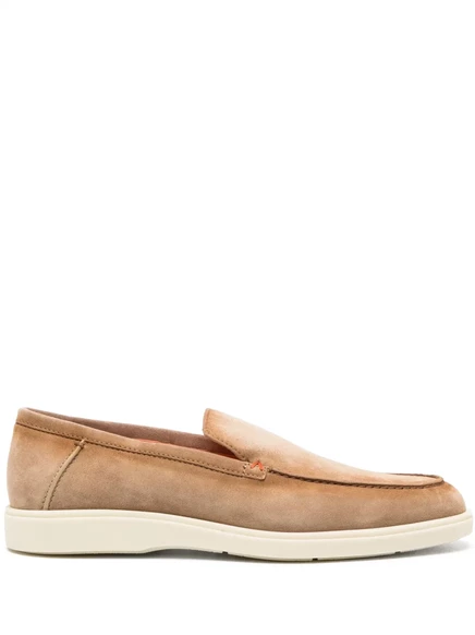 Мужские лоферы Santoni из замши, бежевые