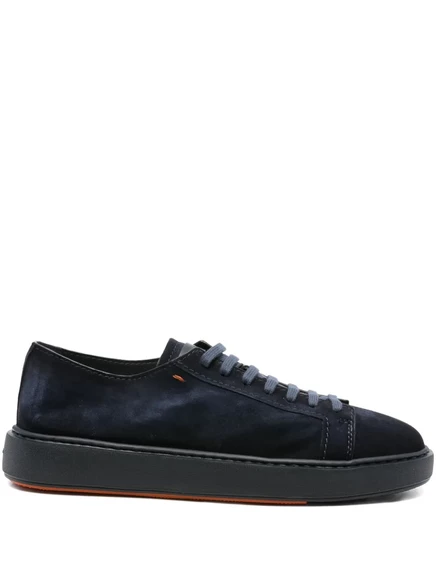 Мужские замшевые кеды Santoni на шнуровке, синие