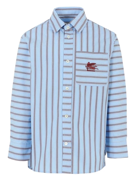 Детская рубашка ETRO KIDS Pegaso в полоску, голубая