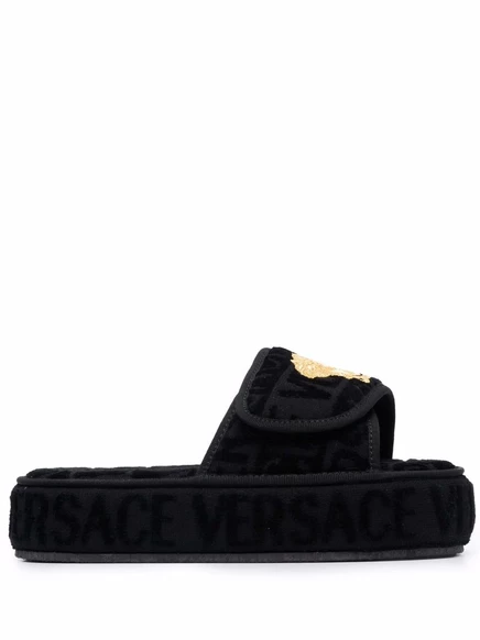 Шлепанцы Versace от Версаче по всей длине black