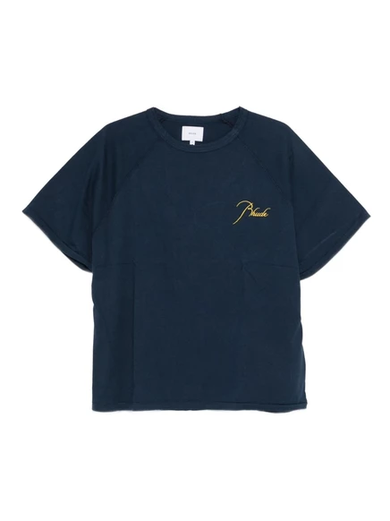 Мужская футболка RHUDE с вышитым логотипом, синяя