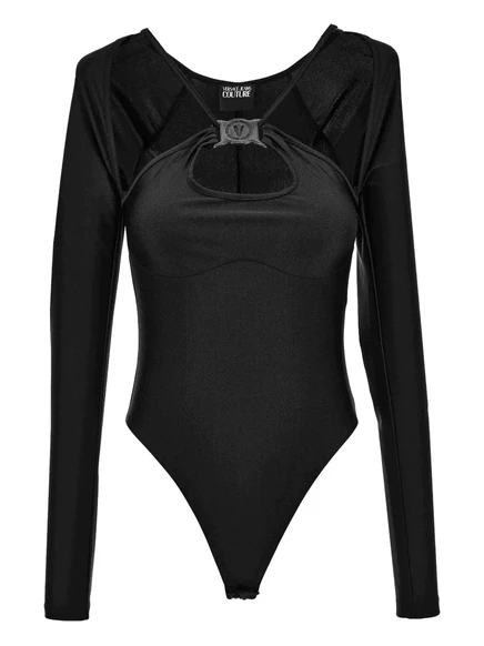 Женское боди Versace Jeans Couture с вырезом-каплей, черное