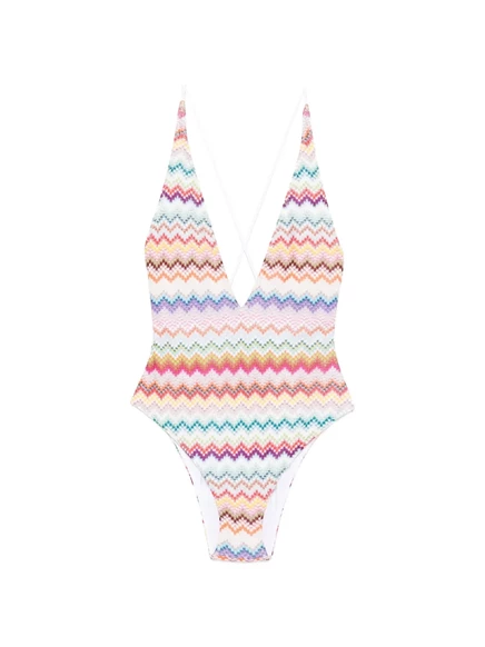 Женский слитный купальник Missoni с зигзагами, белый
