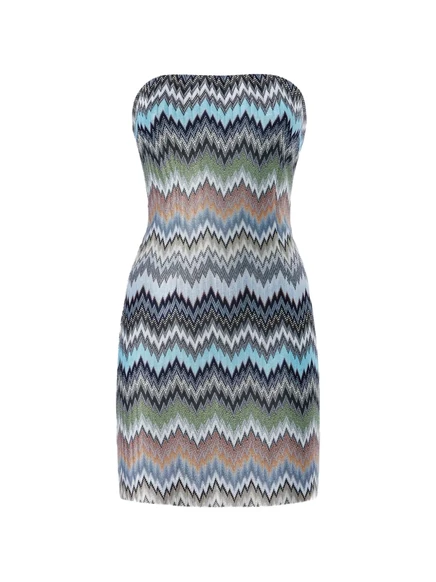 Женское мини-платье Missoni без бретелей в зигзаг, синее
