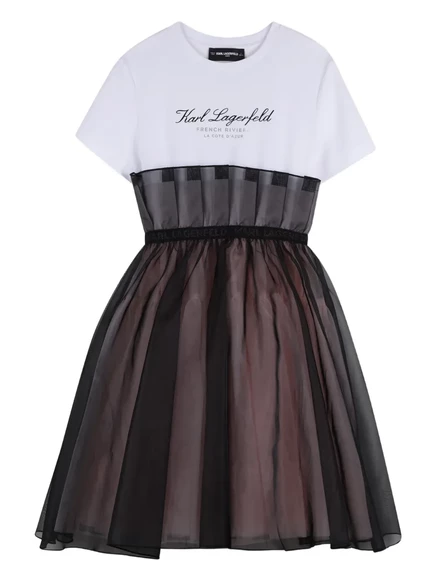 Платье для девочек Karl Lagerfeld Kids слоистое, белое