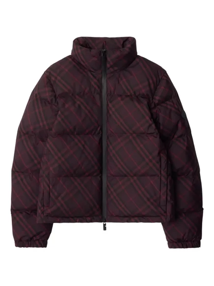 Женская пуховая куртка Burberry в клетку, темно-красная