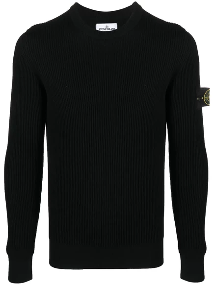 Вязаный джемпер с нашивкой с логотипом Stone Island black