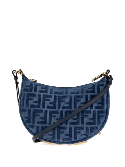 Женская сумка на плечо Fendi Mini Fendigraphy с монограммой, синяя