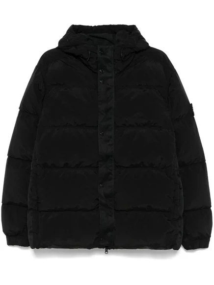 Мужская пуховая куртка Stone Island с капюшоном, черная