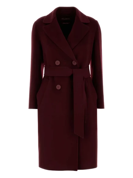 Женское пальто Max Mara двубортное с поясом, красное
