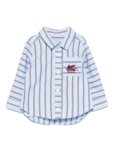 Детская рубашка Etro Kids Pegaso с вышивкой, голубая