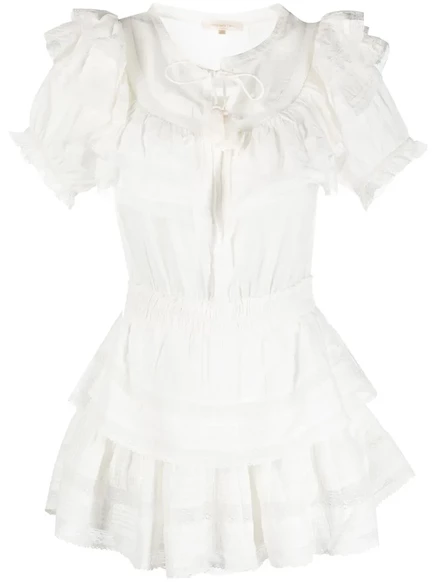 Платье с оборками от LoveShackFancy Liv  white