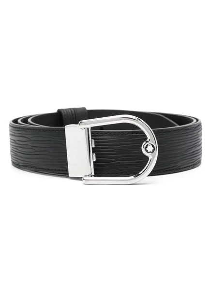 Мужской ремень Montblanc двусторонний из кожи, черный