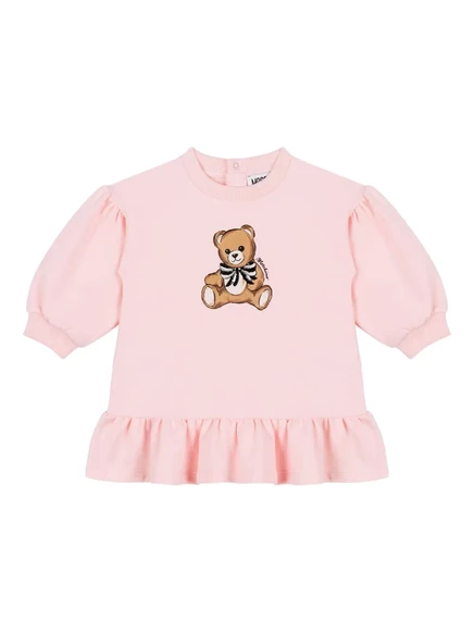 Платье с рисунком плюшевого мишки Moschino Kids