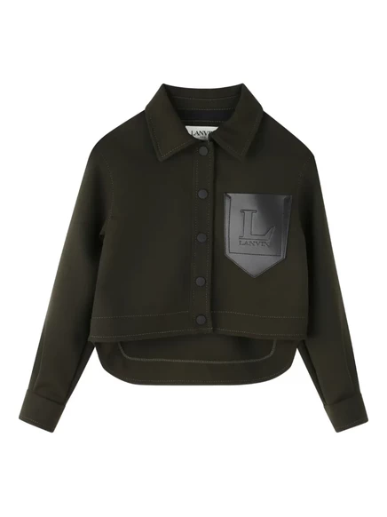 Детская укороченная куртка Lanvin Enfant с логотипом, черная