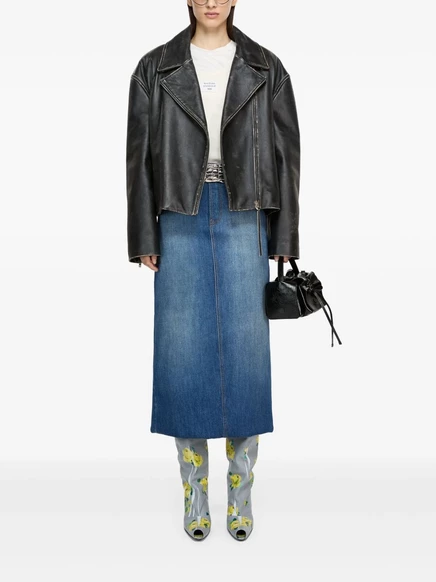 Женская кожаная куртка Acne Studios, черная
