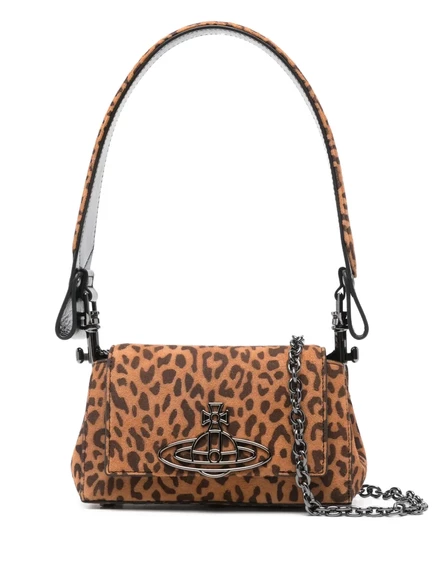 Сумка-тоут Vivienne Westwood Linda с леопардовым принтом, украшенная орбом, brown