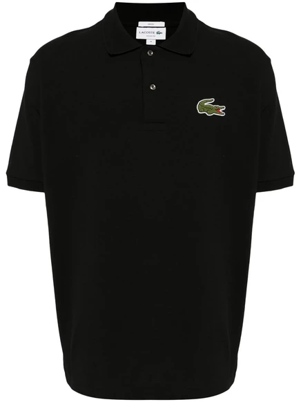 Унисекс поло Lacoste с аппликацией логотипа, черное
