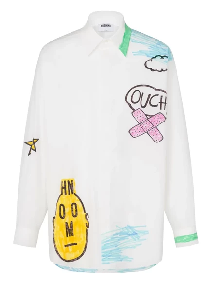 Мужская рубашка Moschino с принтом, белая
