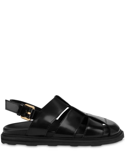 Мужские сандалии Moschino из лакированной кожи, черные