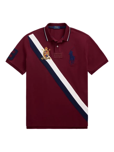 Мужская футболка-поло Polo Ralph Lauren с диагональной полоской, красная