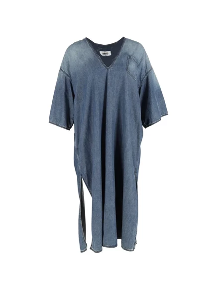 Женское платье Maison Martin Margiela Pre-Owned миди с V-образным вырезом, синее