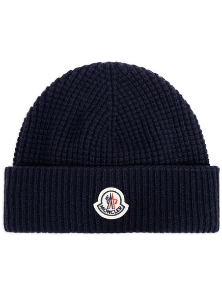 Мужская шапка Moncler из шерсти и кашемира, темно-синяя