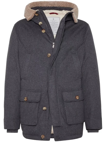 Мужская куртка Brunello Cucinelli стеганая шерсть, серая
