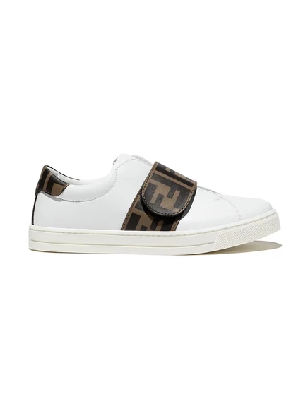 Кроссовки с низким верхом на ремешке с логотипом Fendi Kids white